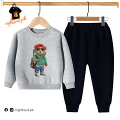 Kids Winter Sweat Shirt Set | Green Bear Printed