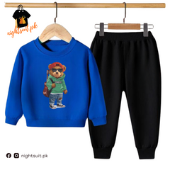 Kids Winter Sweat Shirt Set | Green Bear Printed