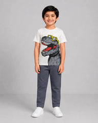 Cool Dino Pajama Set - Dark Grey