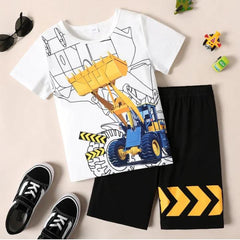 Kids’ Construction Truck Print T-Shirt & Shorts Set