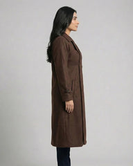 Women’s Chocolate Brown Long Fleece Winter Coat