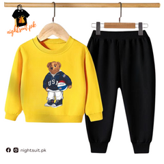 Yellow Football Bear Kids Sweatshirt & Pant