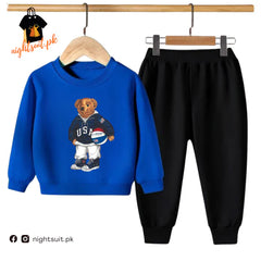 Kids Winter Sweat Shirt Set | Football Bear Printed