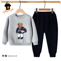 Kids Winter Sweat Shirt Set | Football Bear Printed