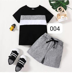 Monochrome Stripe Short Set