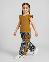 Bow & Leaf Pajama Set - Camel