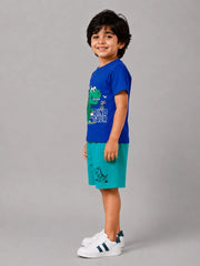 Volcano Dino Short Set - Blue