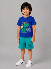 Volcano Dino Short Set - Blue