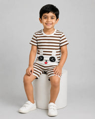 Panda Stripe Short Set
