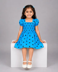 Elegant Dotty Frock - Sky Blue