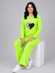 Women V-Neck Lounge Wear | Black Heart - Lemon Yellow