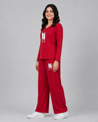 Women V-Neck Lounge Wear | BTS Flower - Red