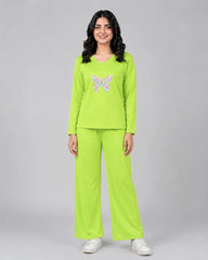 Women V-Neck Lounge Wear | Colored Butterfly - Lemon Yellow