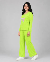 Women V-Neck Lounge Wear | Colored Butterfly - Lemon Yellow