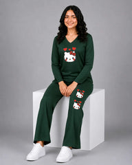 Women V-Neck Lounge Wear | Hello Kitty - Sherwood Green