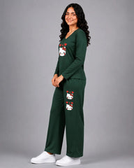 Women V-Neck Lounge Wear | Hello Kitty - Sherwood Green