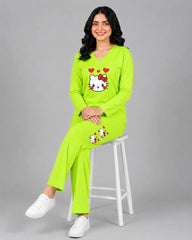 Women V-Neck Lounge Wear | Hello Kitty - Lemon Yellow