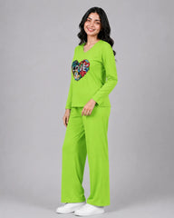 Women V Neck Lounge Wear | Love Color - Lemon Yellow