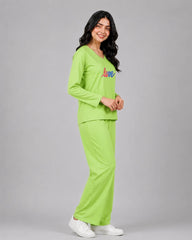 Women V-Neck Lounge Wear | Multi Love - Lemon Yellow
