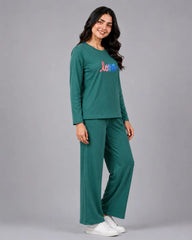 Women Round-Neck Lounge Wear | Multi Love - Sherwood Green