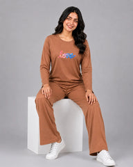 Women Round Neck Lounge Wear | Multi Love - Rusty