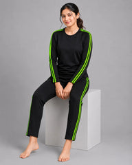 Black and Lime Green Striped Tracksuit