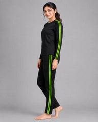 Black and Lime Green Striped Tracksuit