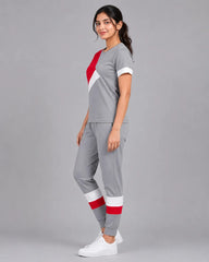 Urban Motion Color block Tracksuit – Grey & Red