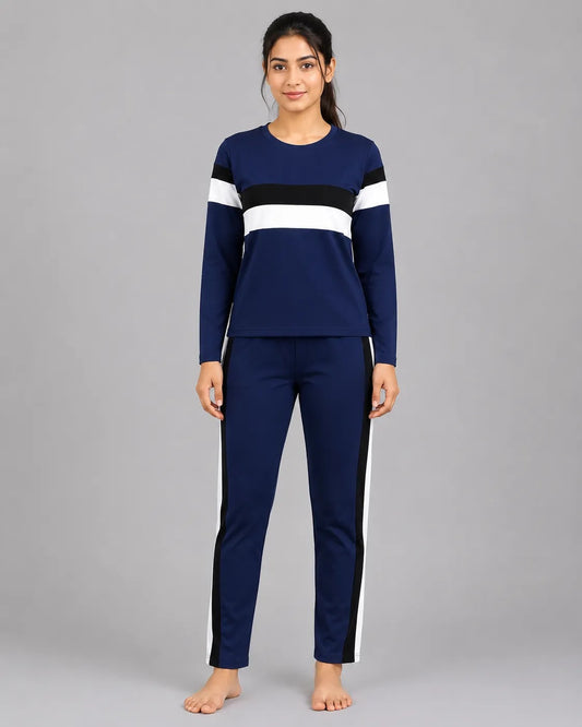 Classic Stripe Tracksuit – Navy Blue