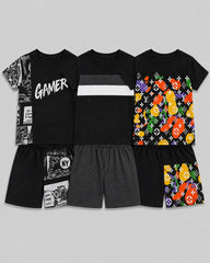 Pack Of 3 Kids Short Set | Game On, Monochrome & LV Black