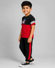 Maroon Panel Pajama Set - Capt America