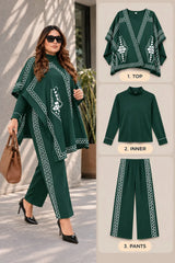Winter 3 Piece Cape Shawl For Women | Bottle Green