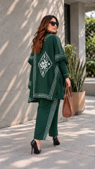 Winter 3 Piece Cape Shawl For Women | Bottle Green