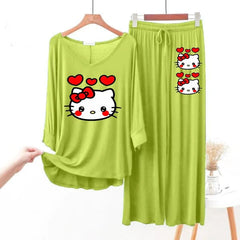 Women V-Neck Lounge Wear | Hello Kitty - Lemon Yellow