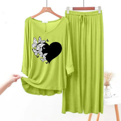 Women V-Neck Lounge Wear | Black Heart - Lemon Yellow