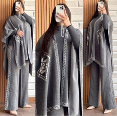Winter Suit Cape Shawl High Neck & Trouser For Women