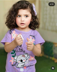 Koala Dreams - Soft Cotton Kids Short Set (Purple Floral)