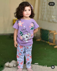 Koala Dreams - Soft Cotton Kids Short Set (Purple Floral)
