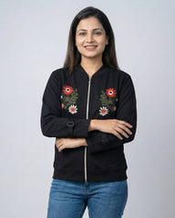 Embroidered Twin Floral Patch Jacket