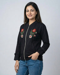 Embroidered Twin Floral Patch Jacket