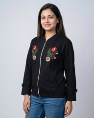 Embroidered Twin Floral Patch Jacket
