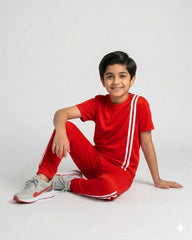 Elite Stripe Kids Tracksuit – Red