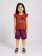 Mini Meow Short Set - Rusty