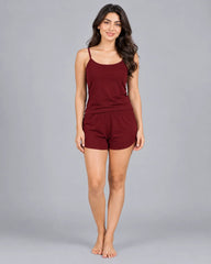 Women 2 Piece Cami Set - Maroon