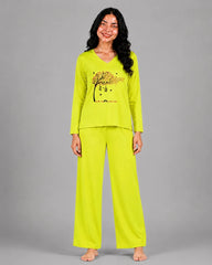 Women V-Neck Lounge Wear | Spring Tree - Lemon Yellow