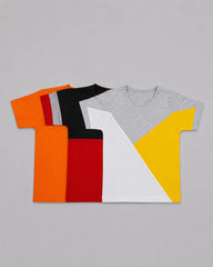 Pack Of 3 Kids Tees | Color Block, Maroon Panel, Sunny Strike