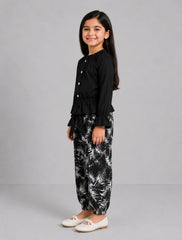 Nova Leaf Pajama Set - Black