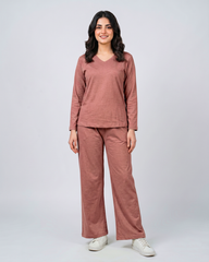 Women V Neck Lounge Wear - Rusty