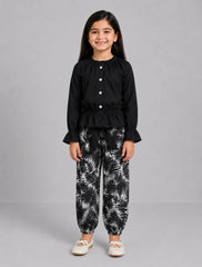 Nova Leaf Pajama Set - Black