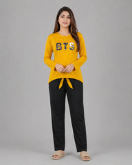 Women Premium 2 Piece Lounge Set | BTS - Yellow & Grey